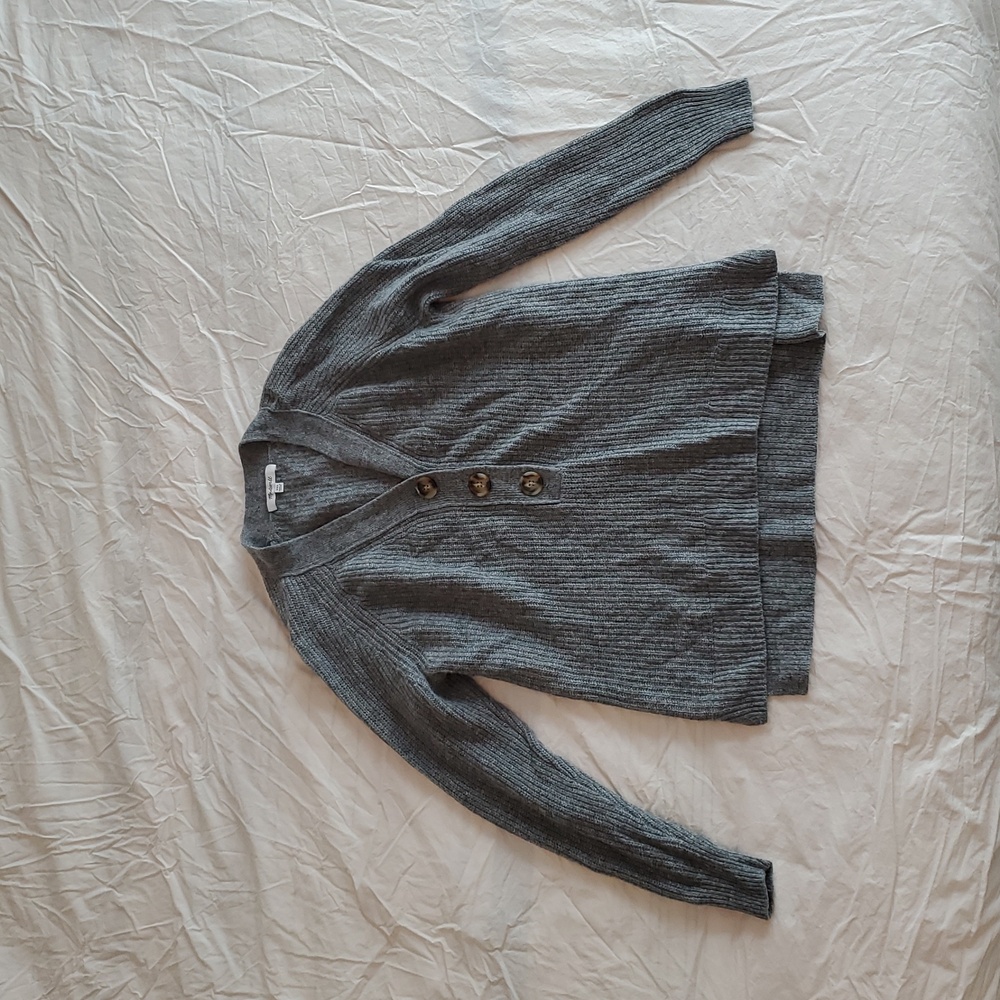 Madewell Charcoal V-Neck Button-Up Sweater